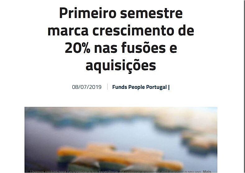 Primeiro semestre marca crescimento de 20% nas fuses e aquisies